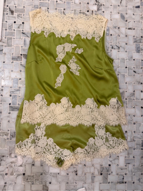 Doen Pants - Doen Sage Green Satin Camisole with Lace Trim